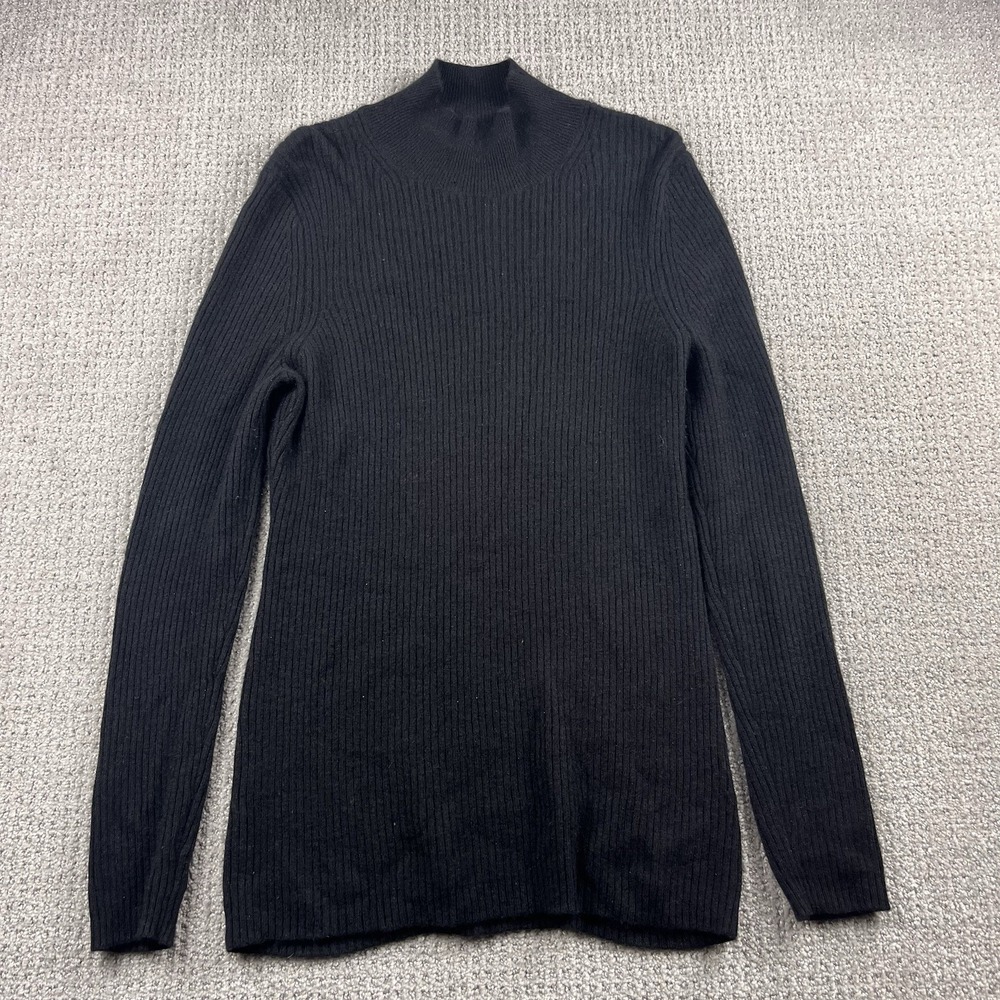 Alex Marie 100% Cashmere Sweater Black Turtleneck Knit Pullover Womens Large